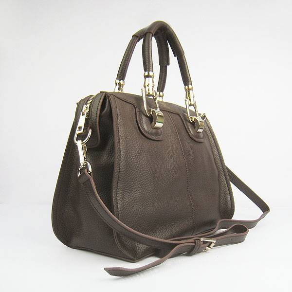 Fake Hermes New Arrival Double-duty leather handbag Dark Coffee 60669 - Click Image to Close